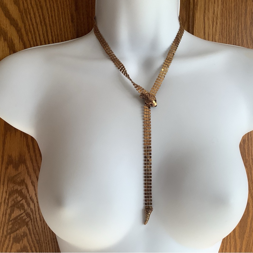 Vintage Whiting and Davis?  Gold tone snake necklace